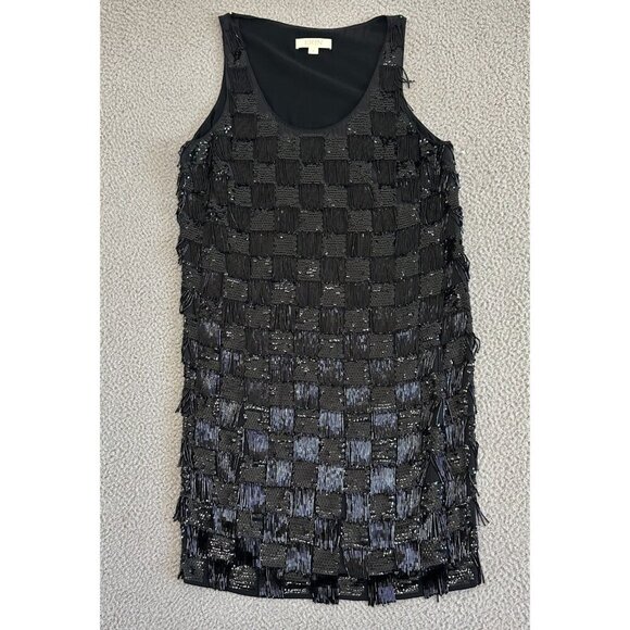 Erin Featherston Silk Beaded Dress Cocktail Scoop‎ Fringed - Picture 2 of 13